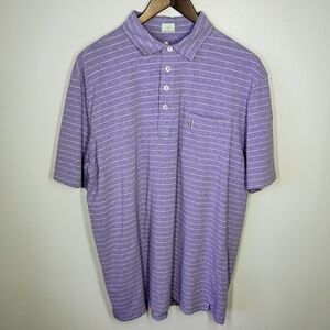 Johnnie-O‎ Hangin Out Striped Golf Polo Shirt Purple Gray Embroiered Size Large